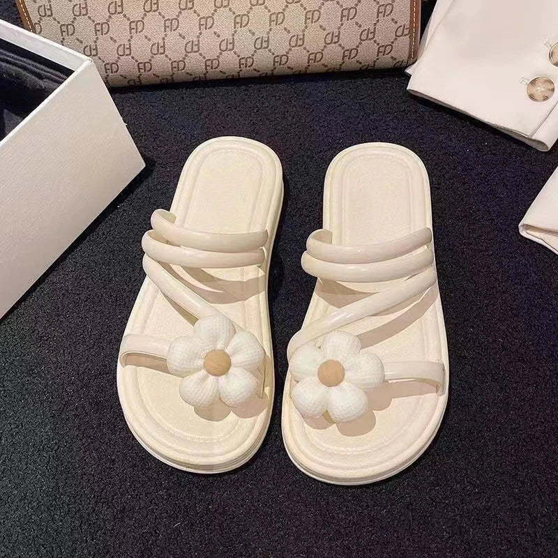 Fashion New Style Popular Women's Summer Soft Bottom Shoes Super Fairy Sandals Flower Flat Slippers For Women Wear Outdoor