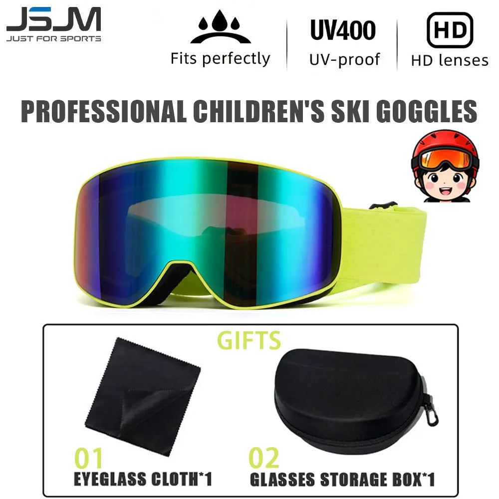 New Children Kids Skiing Goggles 4-15 years old Professional Anti-fog Child Snowboard Goggles UV400 Kids Ski Mask Glasses