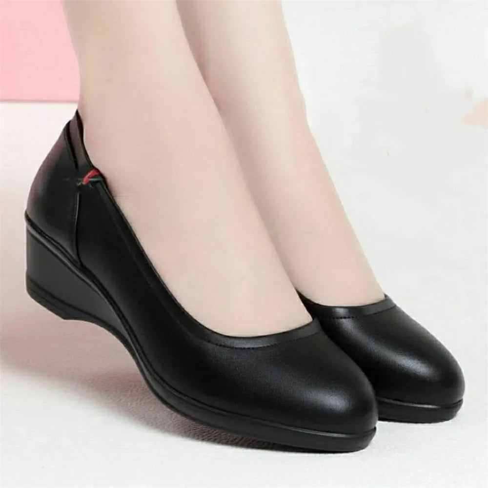 Cresfimix Women Classic High Quality Spring Wedge Heel Slip on Anti Skid Dance Shoes Lady Fashion Comfort Office Pumps A1418