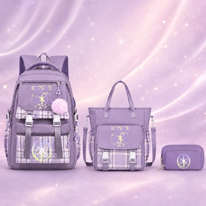 Kpop Group Katseye Backpack Set Teen Girls Back To School Gifts Korean Ulzzang Katseye Women Travel Bagpack Suit