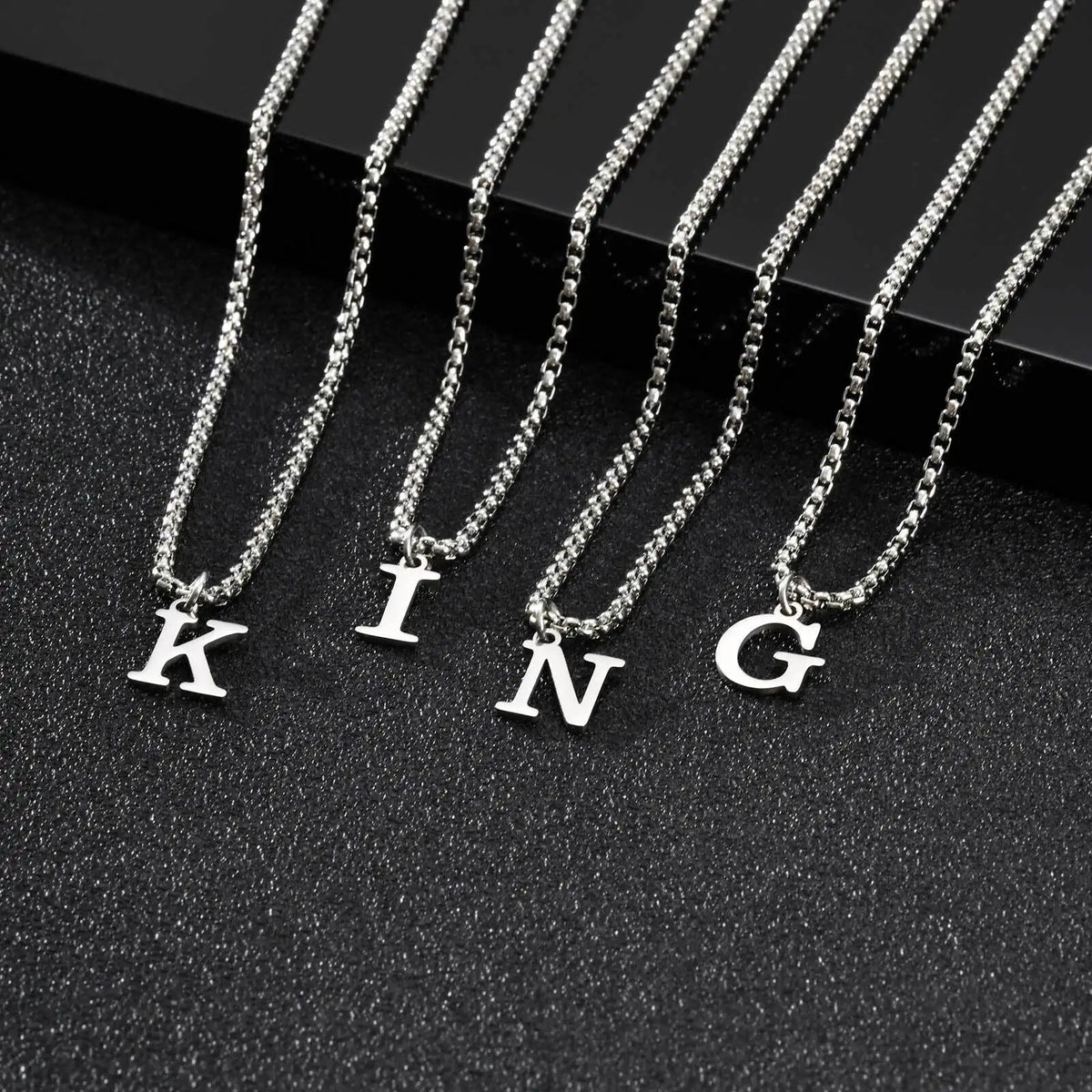 Simple Stainless Steel Initials Letters Necklace for Men Women,Hip Hop Gold Silver Color Box Chain Collars Jewelry Gift