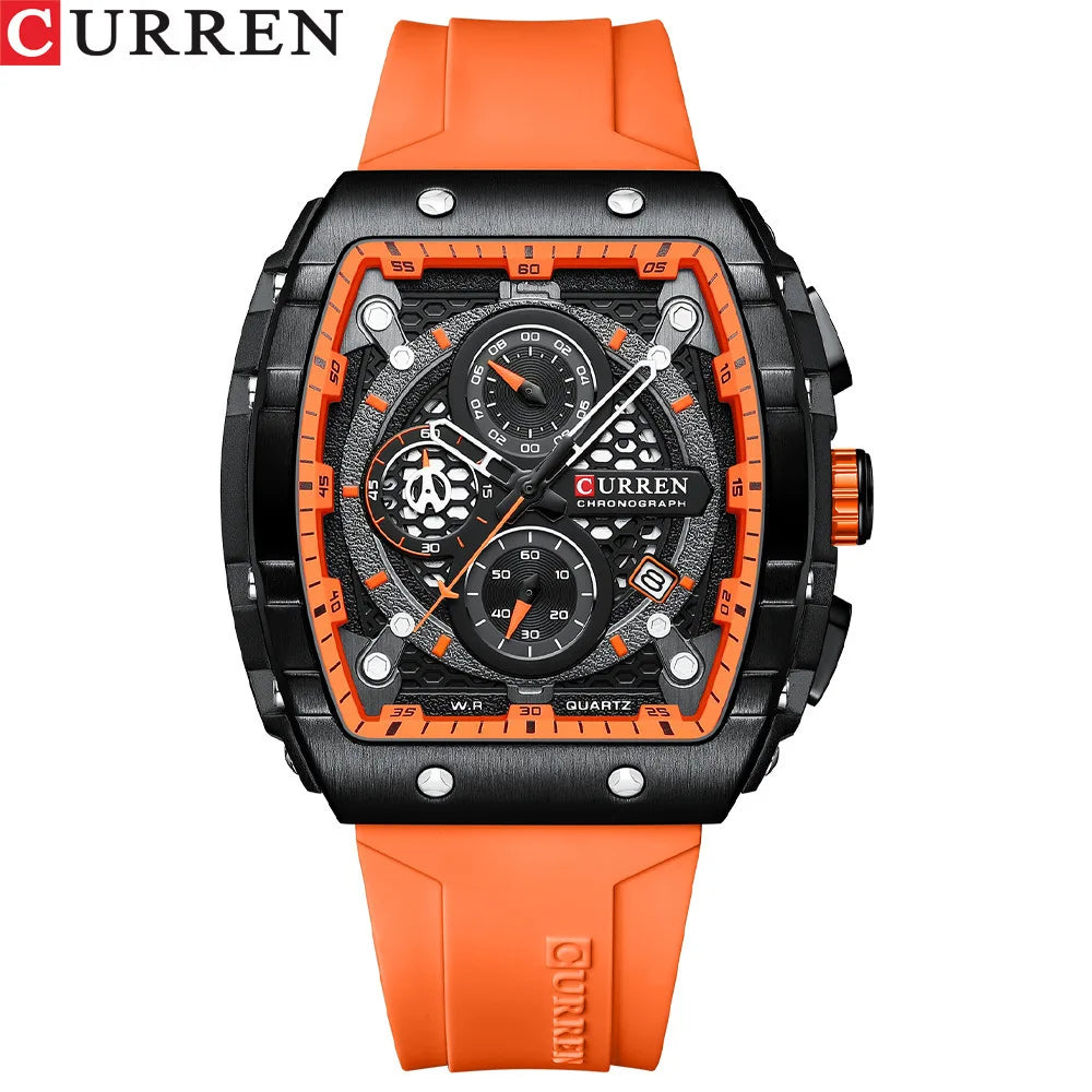 CURREN 8442 Top Brand Men's Watches Luxury Square Quartz Wristwatch Waterproof Luminous Chronograph Watch for Men Date Clock