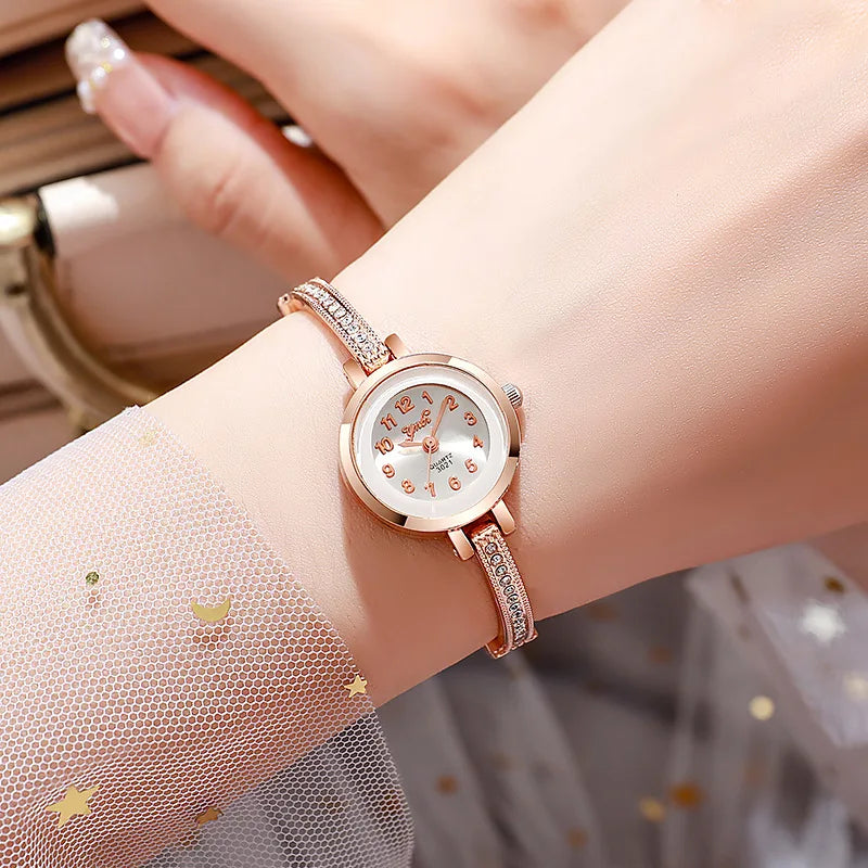 Ladies watch, niche round disc women's high-end appearance fashion quartz watch