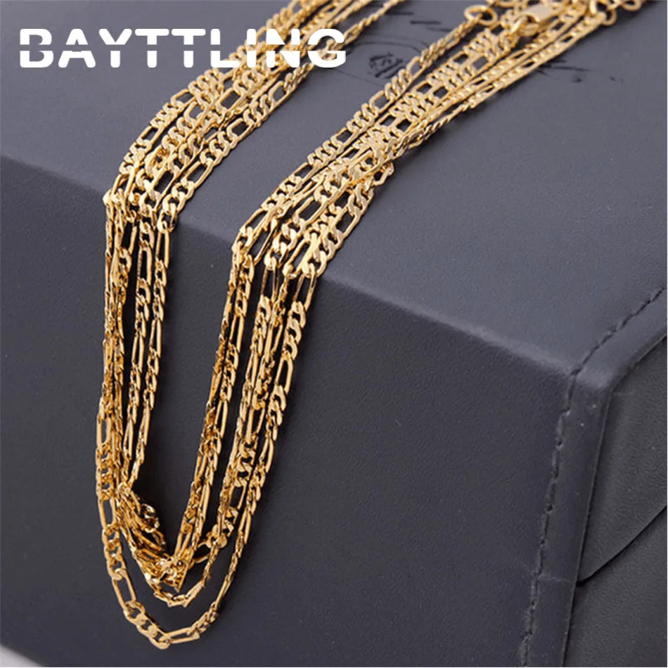 1PC 925 Silver 18K Fashion Men's Necklace 4mm Figaro Chain Jewelry Charm Accessory for Women