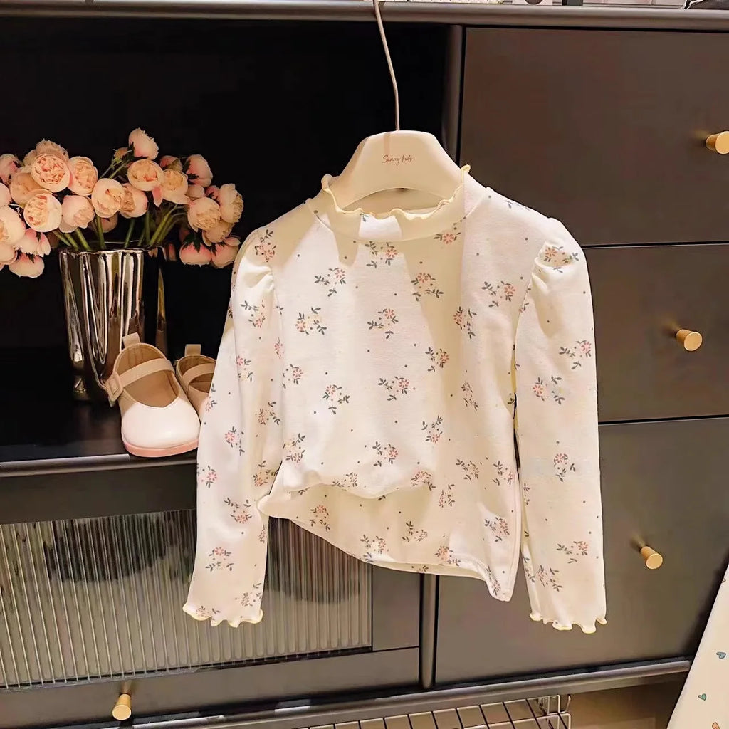 Kids Girls Full Print Bottoming Shirt Spring Autumn Baby Clothing 1-10Years Old New Fashion Casual Long-sleeved Warm Tops Winter