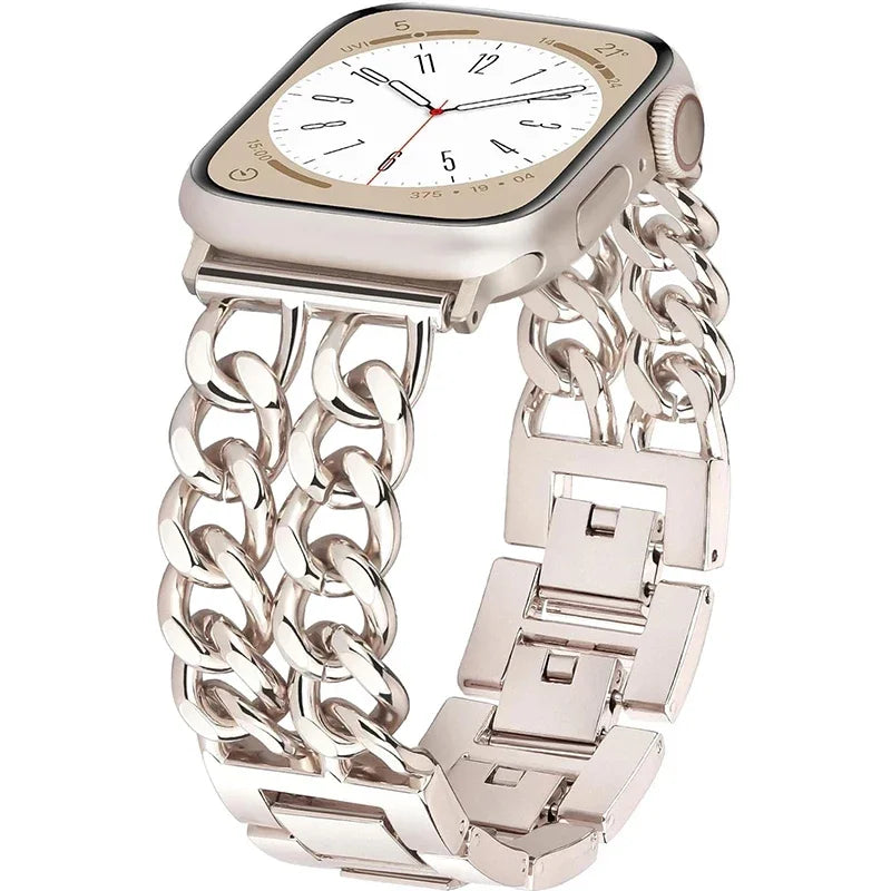 Fashion Metal Bracelet Strap For Apple Watch Ultra 44mm 45mm 40 41 49 Chain Design Women Bands For iWatch 9 8 7 6 5 4 3