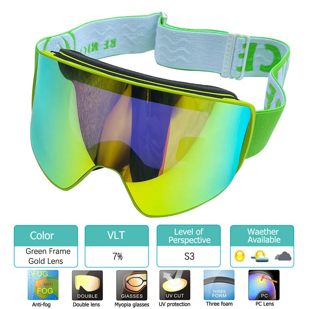 2024 New Double Layer Magnetic Ski Goggles Polarized Lens Skiing Anti-Fog UV400 Snowboard Goggles Men Women Ski Glasses Eyewear