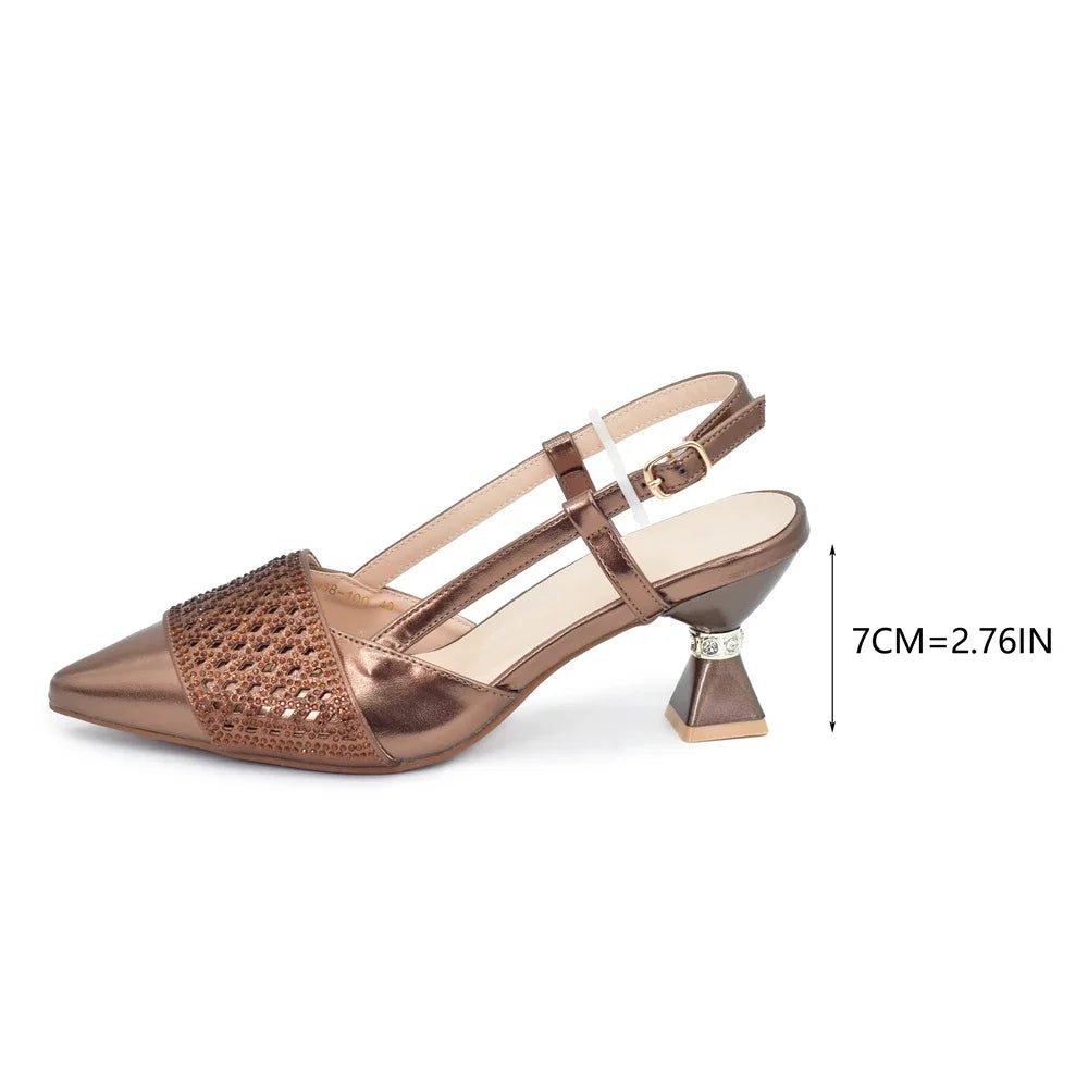 New Arrival Women Italian Shoes and Matching Bags Sets Decorated with Rhinestone Fashion Party Shoes and Bag Match for Women