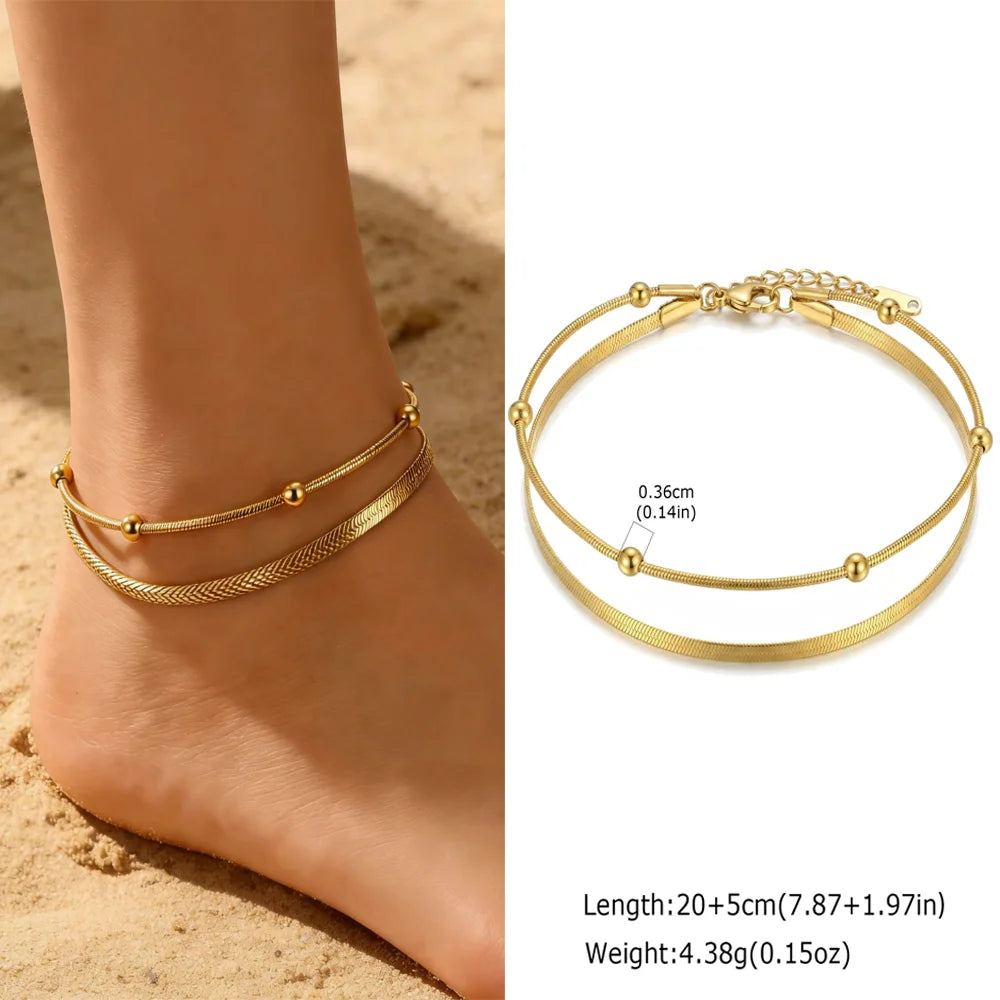 Stainless Steel Heart Anklets for Women, Gold Plated Delicate Anklet Bracelet, Light Luxury Foot Jewelry Party Gifts for Girl