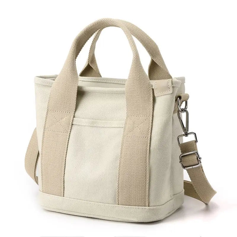 Xierya Women Small Bag with Zipper Fashion Lady Single Shoulder Portable Thickened Canvas Mobile Phone Bucket Tote Bag