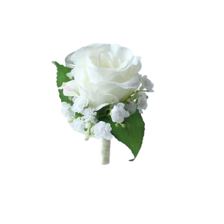 Corsage Men Wedding Rustic Boutonniere White Bridal Wrist Corsage Bridesmaid Groomsmen Party Meeting Personal Decorations