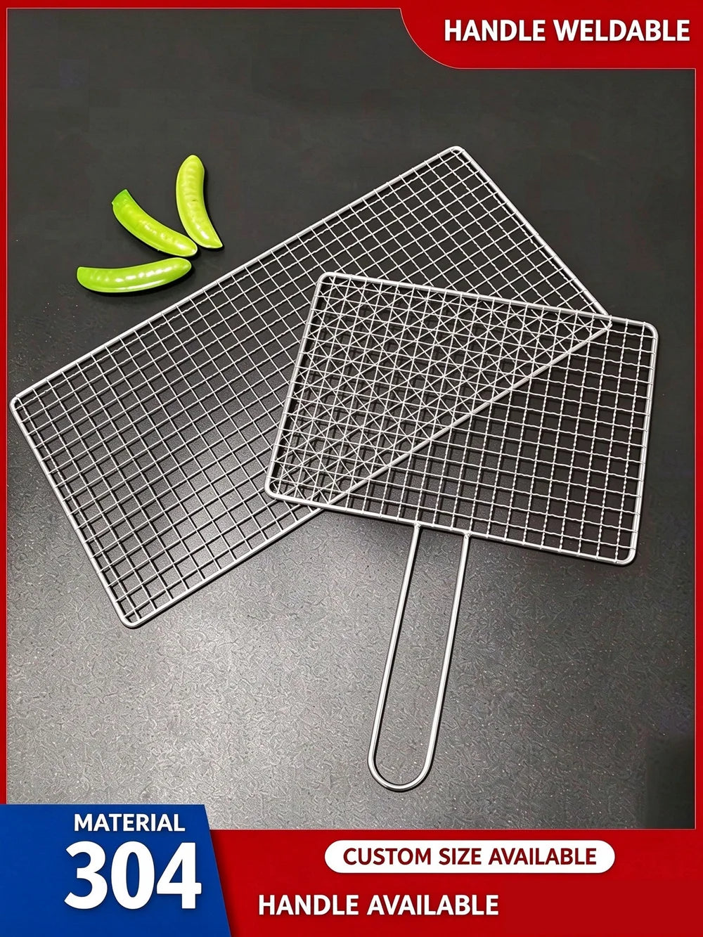 Stainless Steel 304 Food Grade 15-70CM Rectangle BBQ Barbecue Grill Wire Grid Mesh Net