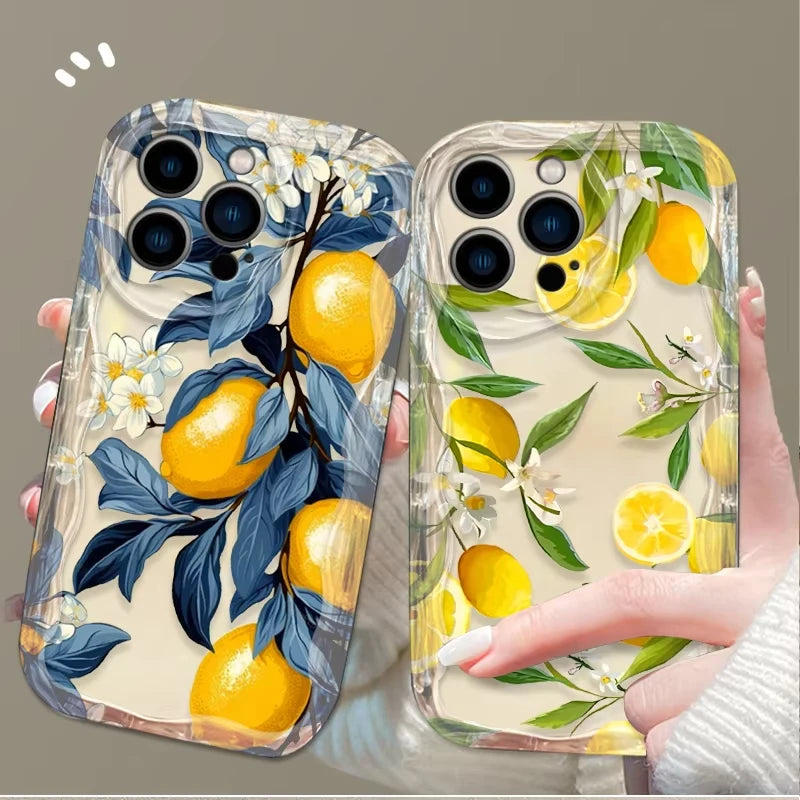 Summer Fruit Lemon Flower 3D Clear Case For iPhone 18 17 16 16E 15 14 13 12 11 Pro Max X XS XR 17 Air Silicone Cover