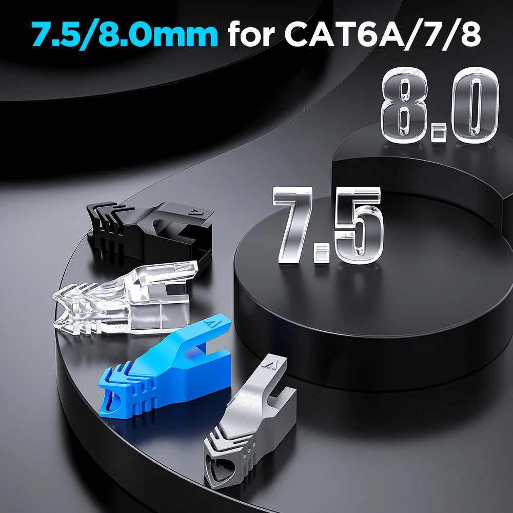 AMPCOM  Ethernet Network Cable Strain Relief Boots Cable RJ45 Connector Plug Covers 6.5/7.5/8.0mm for CAT8 CAT7 CAT6A CAT6 CAT5E