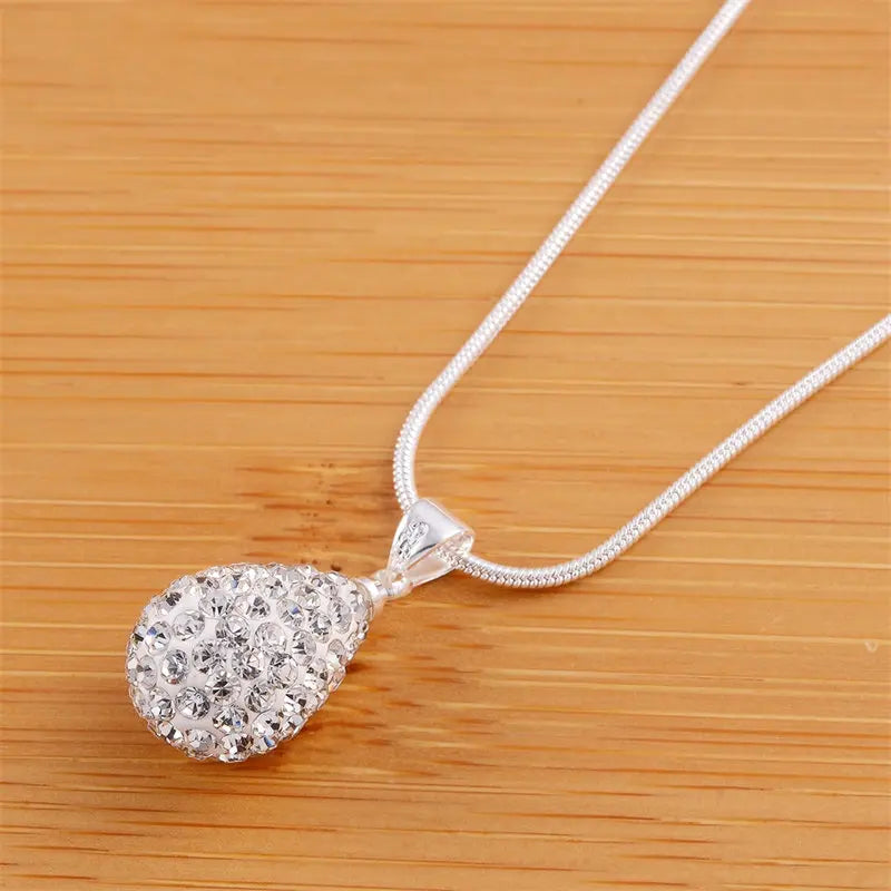 Fashion 925 Sterling Silver 18-24 Inches Exquisite Water Drop Zircon Necklace For Charm Women Wedding Gift Jewelry Party Wholesa