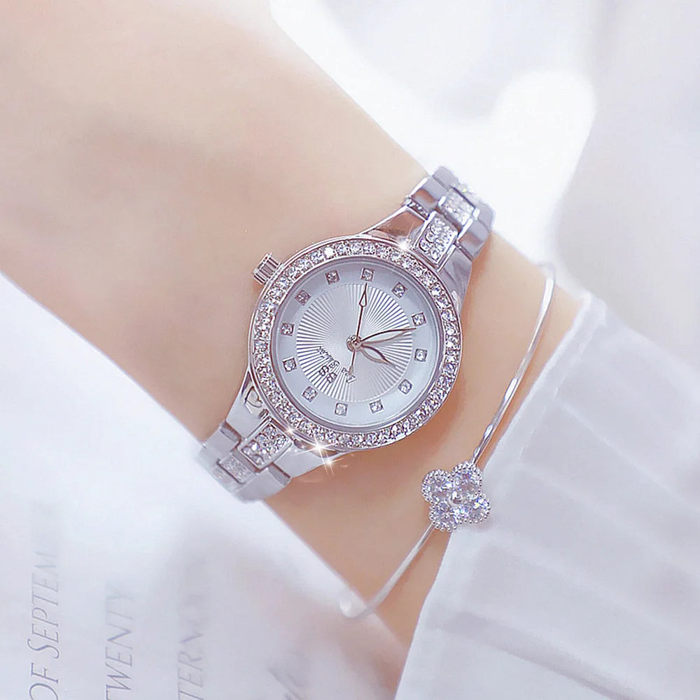 Fashion Women’s Diamond Watch 2025 New Minimalist Gold Silver Wristwatch Elegant Quartz Timepiece Waterproof Dress Gift