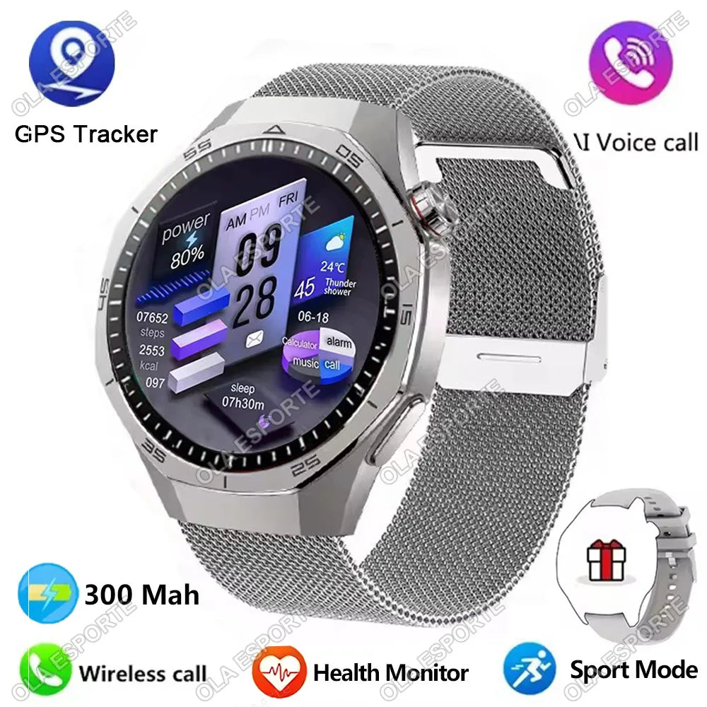 2025 New For Android iOS Smart Watch Men HD AMOLED Screen GPS Motion Trajectory Heart Rate Bluetooth Calls SmartWatch Waterproof