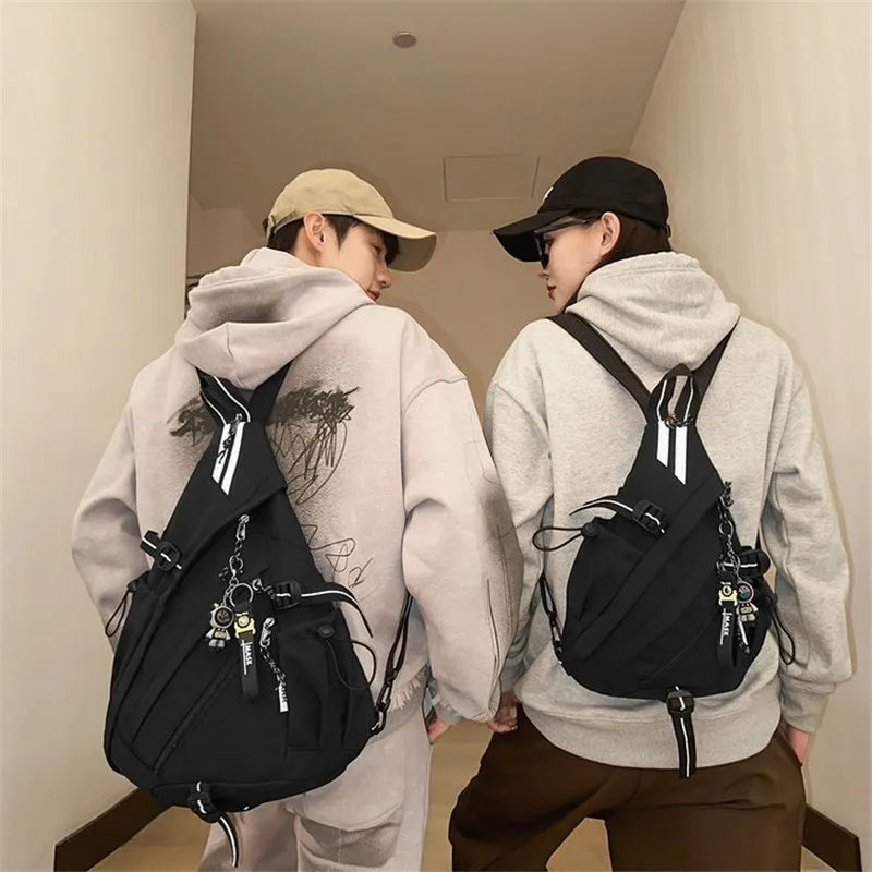 2024 Techwear Style Hip Hop Sport Motorcycle Backpack Men Women Multifunction Waterproof Travel Single Shoulder School Bag