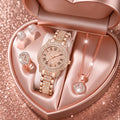 5Pcs/Set Unisex Jewelry Watches Women's Wristwatch Accessories Rose Gold Fashion Business Elegant Classic Exquisite Vintage Light Luxury Rhinestone Luxury Bracelet Watch Set Y2K Suitable for Travel, Vacation, Parties, Daily O