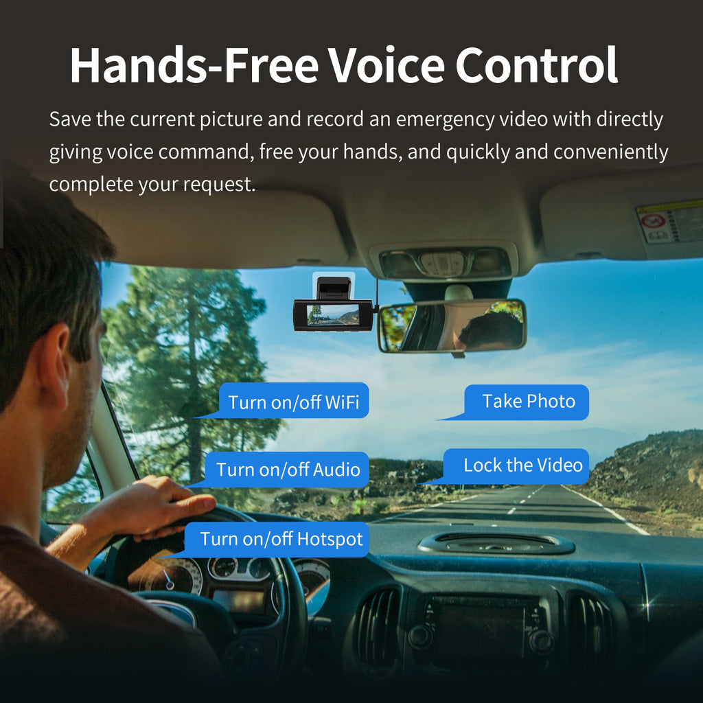 KAWA Dash Cam D8 4K Voice Control For Sony IMX415 Dashcam Night Vision 24Hours Parking Monitoring Loop Recording WiFi6 Built-in GPS G-sensor Car DVR