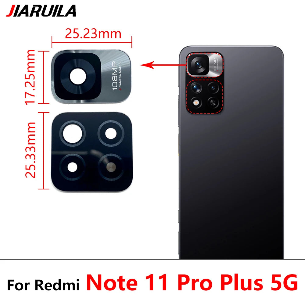 2PCS，NEW Back Rear Camera Glass Lens with Sticker Replacement Repair For Xiaomi Redmi Note 11T 11 10T 5G 10S 10 Pro Plus 5G