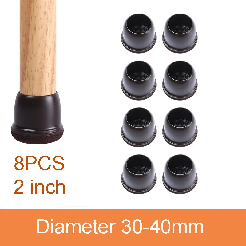 8PCS Thick Rubber Chair Leg Protector Covers Felt Bottom Furniture Pads Floor Protectors Caps to Reduce Noise And Prevent Scratc
