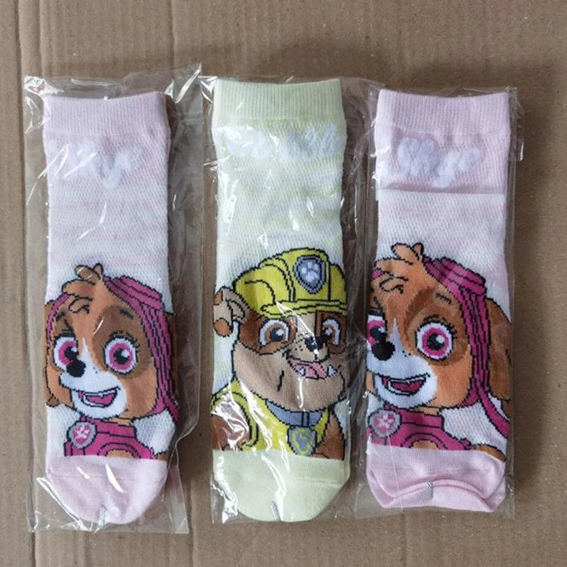 6PCS=3pairs Genuine Paw Patrol Spring Summer Autumn Baby Cotton Sock Kids Socks Chase Skye Children Birthday Gift for Age 3-7Y