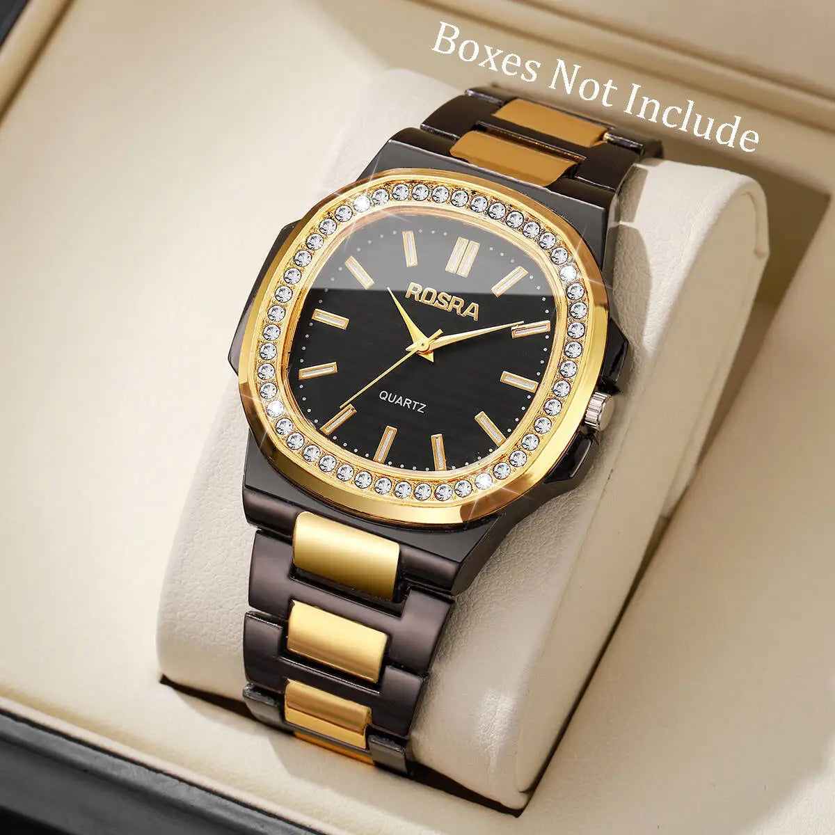 Fashion Square Men Business Watches Luxury Rhinestone Steel Band Male's Quartz Wristwatch Reloj Hombre（Without Box）