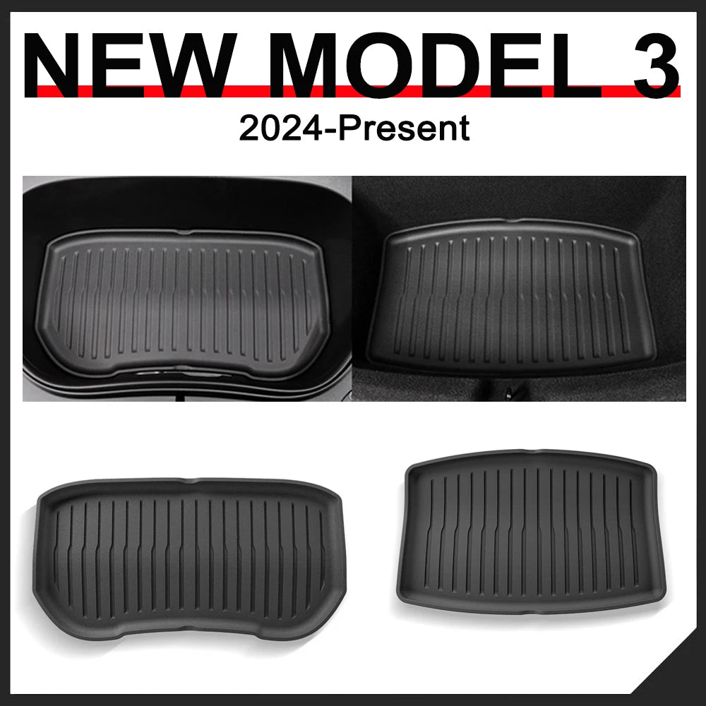 for Tesla Model 3 Highland 2024-2026 Front Rear Trunk Mats TPE Lower Trunk Storage Protective Cover Cargo Liner Anti Dirty Pads