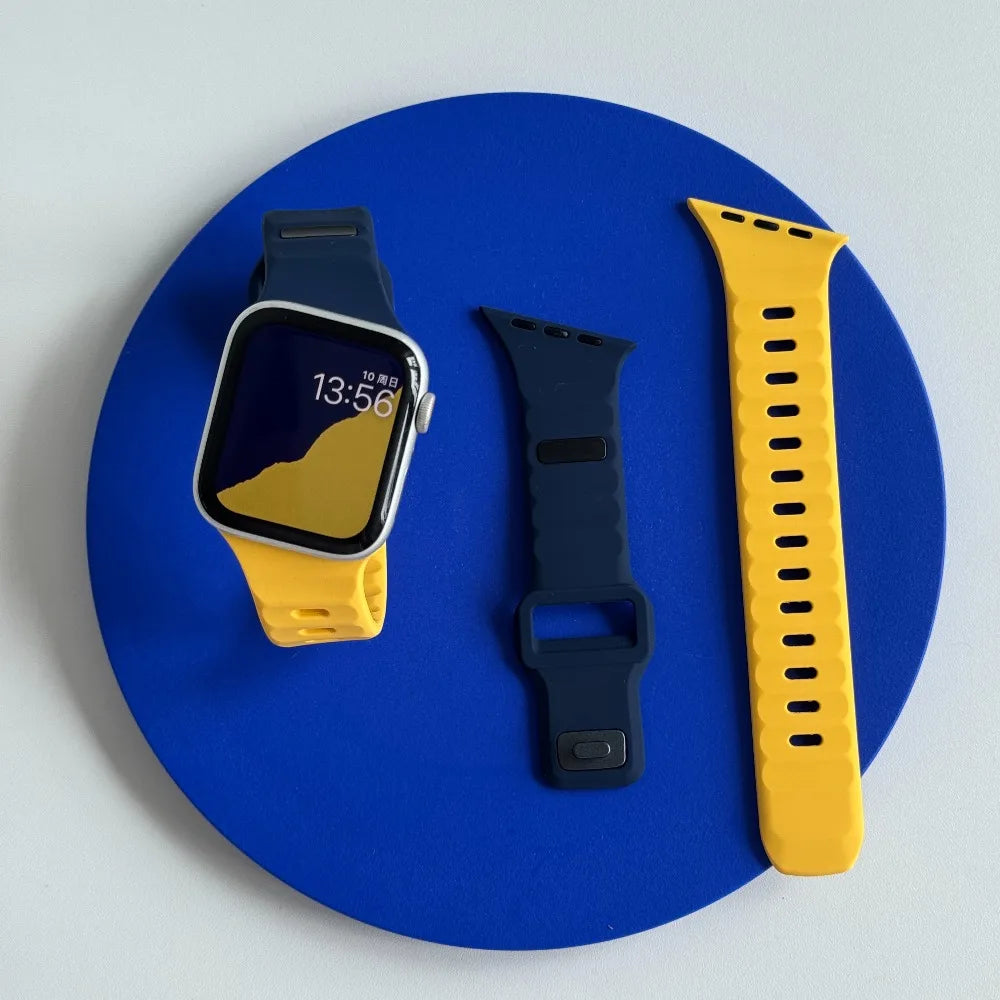Silicone Sport Strap For Apple Watch Band Ultra 49mm 40mm 41mm 44mm 45mm 46mm correa bracelet iwatch Series 12 11 10 9 8 7 6  se