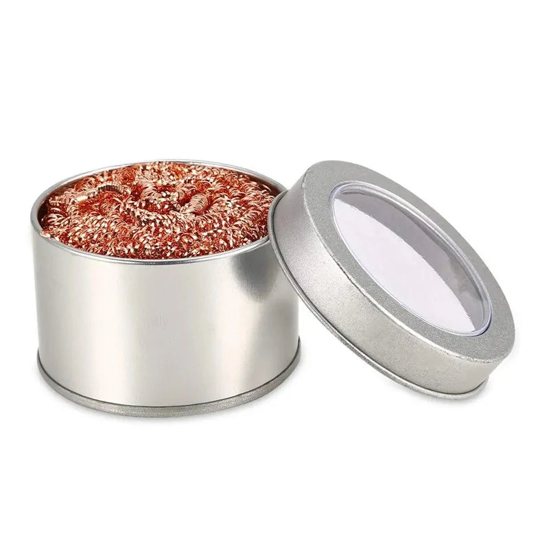 1Pcs Desoldering Cleaning Ball Soldering Iron Mesh Filter Cleaning Nozzle Tip Copper Wire Cleaner Ball Metal Dross Box Clean Bal