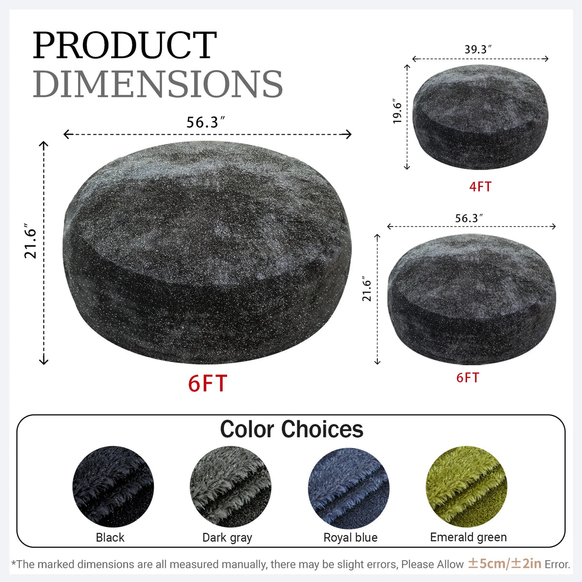 Large Fluffy Shiny Faux Fur Bean Bag Cover Round Lazy Sofa Cover Soft Plush Beanbag Chair Cover For Bedroom Living Room