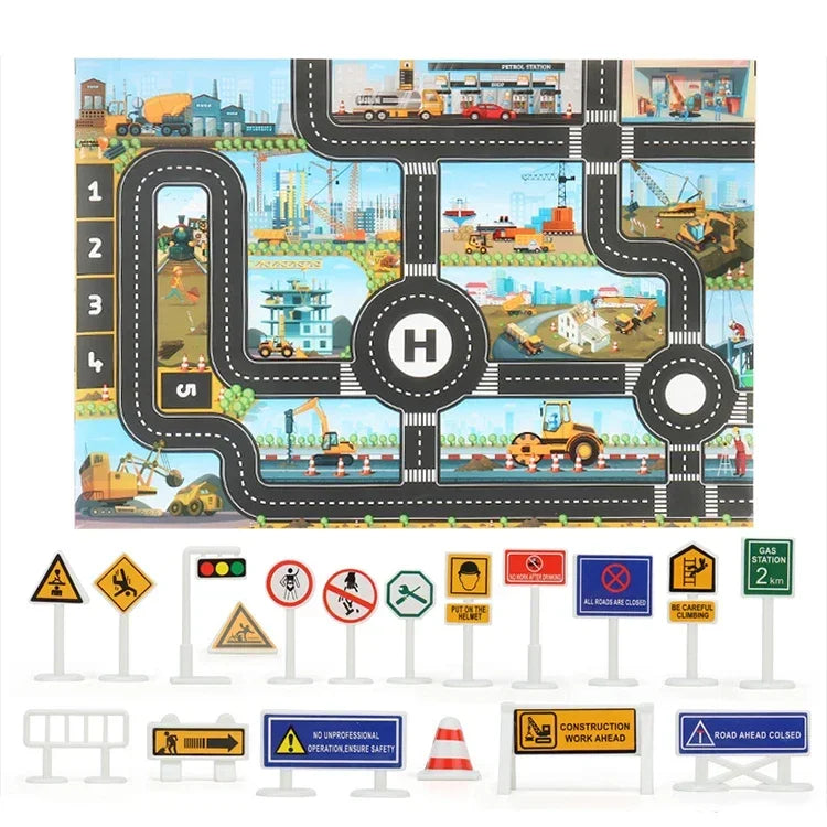 Baby Play Mat City Traffic Road Map Mat Carpet City Car Parking Lot Roadmap Traffic Signs Baby Climbing Playing Mat Game