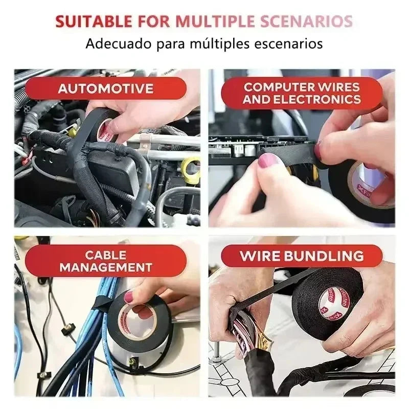 Electrical Tape Car Wiring Cloth Fabric Tape 9mm/15mm/19mm/25mm Adhesive Tapes Heat-resistant  Auto Harness Cable Organizer