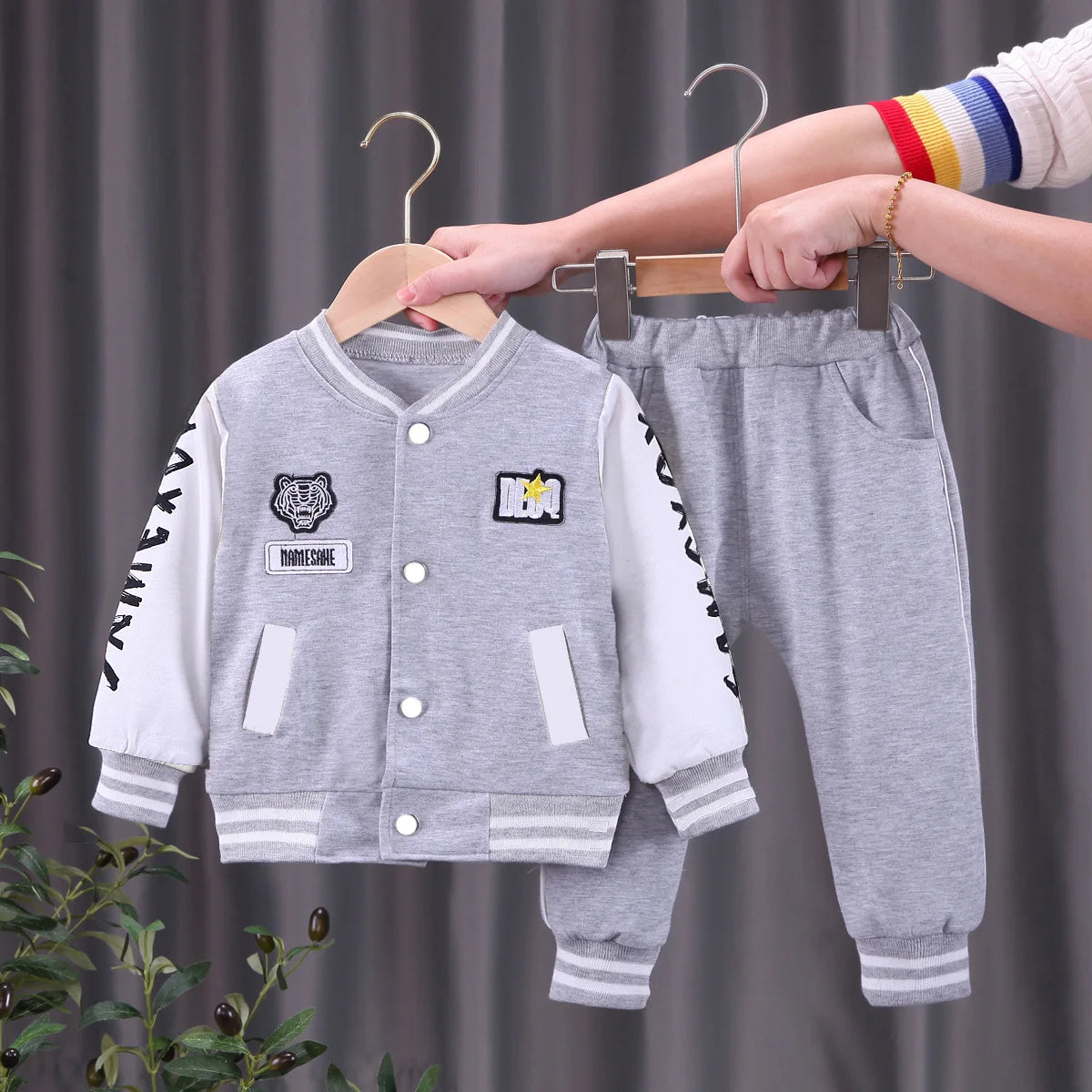 Boys Baseball Clothing Suit Girls Cartoon Sets Autumn Letter Causal Outfits New Children Fashion Jacket Pants 2Pcs Kids Costume