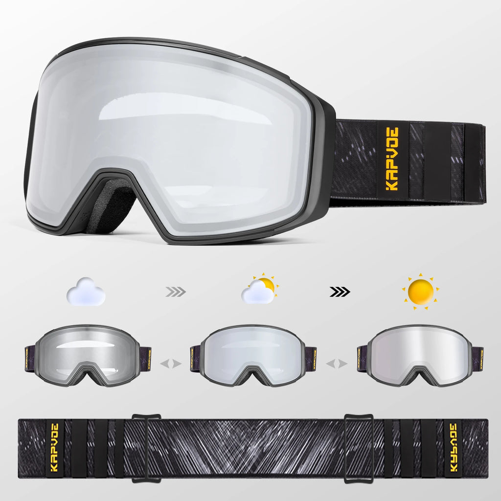 KAPVOE Ski Goggles Double Magnet adsorpt Layers UV400 Anti-fog Ski Glasses Snow Snowboard Glasses Snowmobile Eyewear