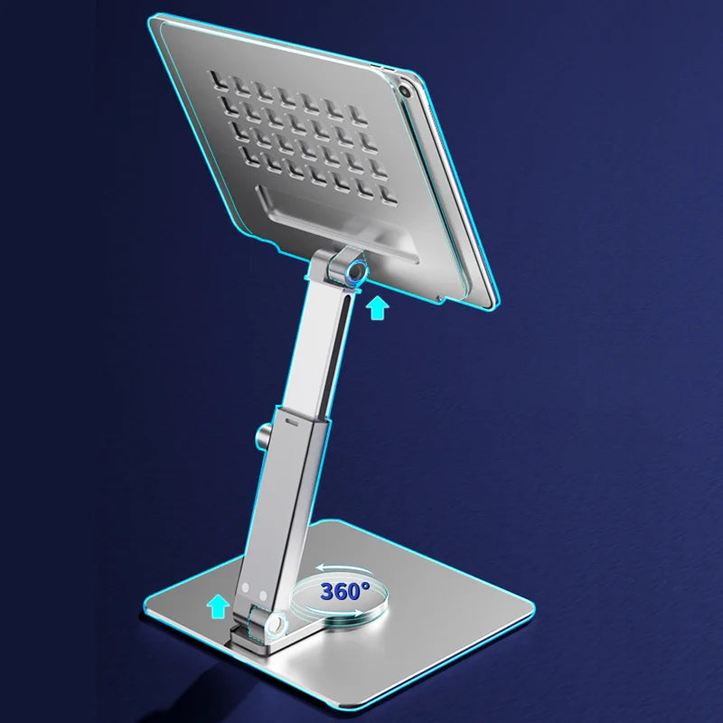 Aluminum Tablet Stand Desk Riser 360° Rotation Multi-Angle Height Adjustable Foldable Mount Dock For Pro iPad Xiaomi Huawei Tab