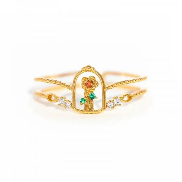 Korean CZ Sweet Crystal Zircon Heart Ring For Women Exquisite Shell Flower Opening Finger Rings Princess Wedding Jewelry