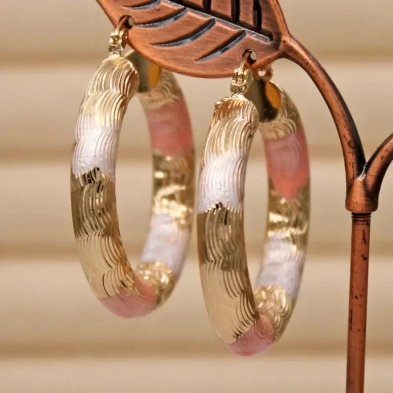 Golden Hoop Earrings Bohemian Style Alloy Earrings Exquisite Gift Women's Daily Casual Earrings