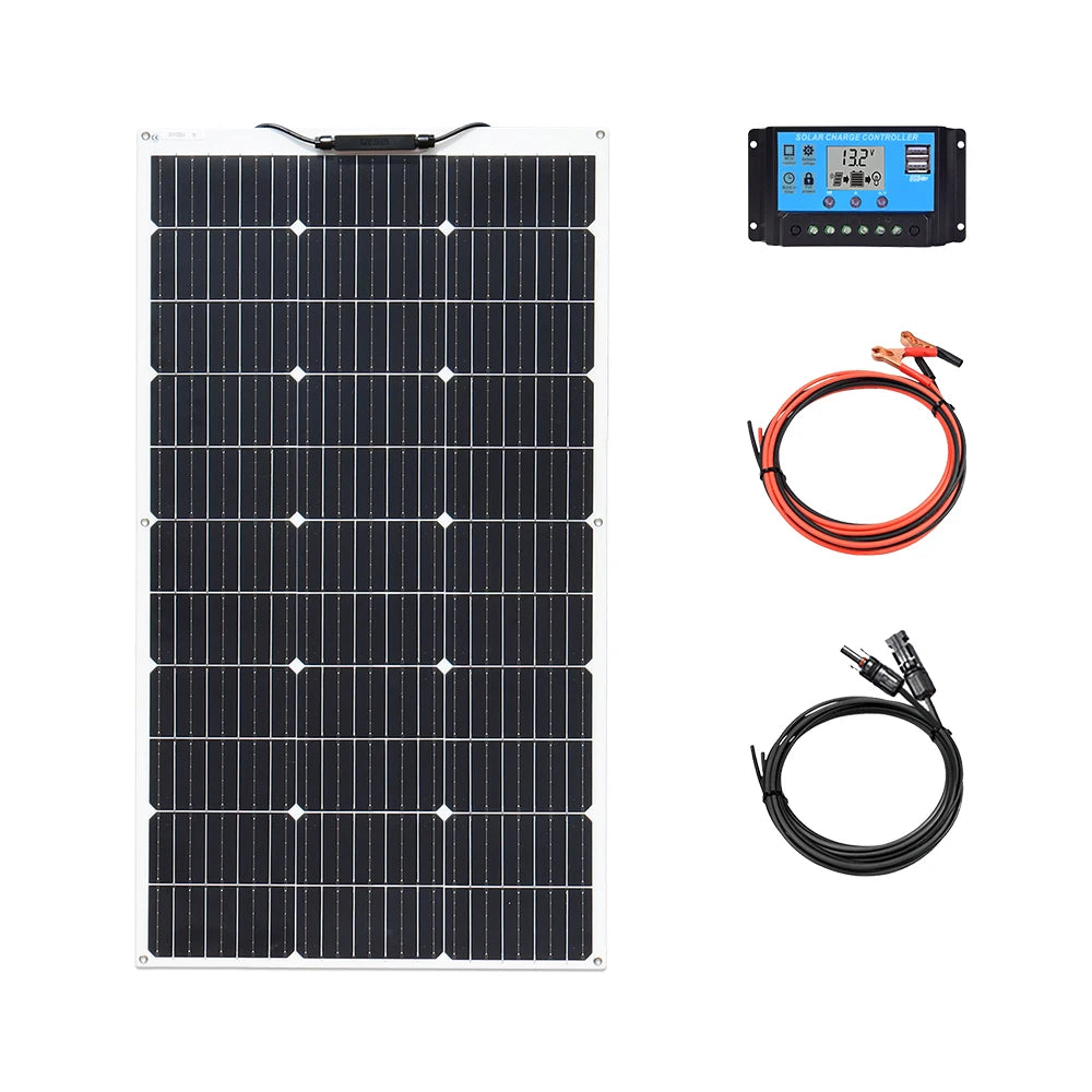 XINPUGUANG 150W 120W 100W 50W Flexible Solar Panel 18V Solar Charge 12V Battery Charger System Kit For Motor Home Camper Balcony