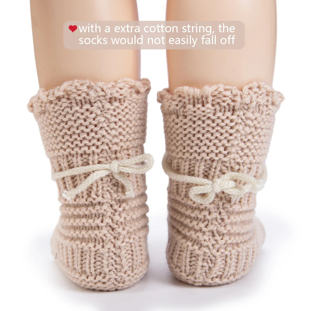 2Pcs/Pair Baby Knit Socks 0-12M Solid Cochet  Walking Socks Ins Cream Solid Color Short Socks  for Infant Boys Girls Clothing