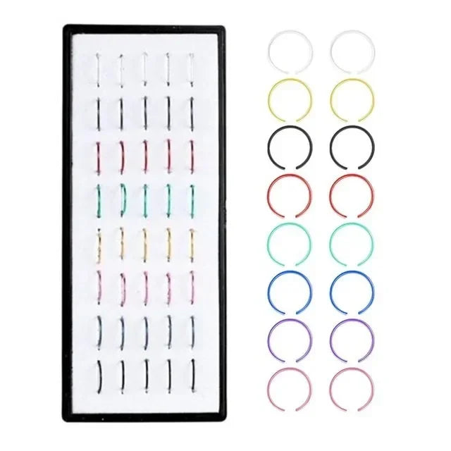 Fashion Crystal Stainless Steel Nose Stud Piercing for Women Hypoallergenic 1.8mm Nose Ring Straight/L/Screw Shaped Body Jewerly