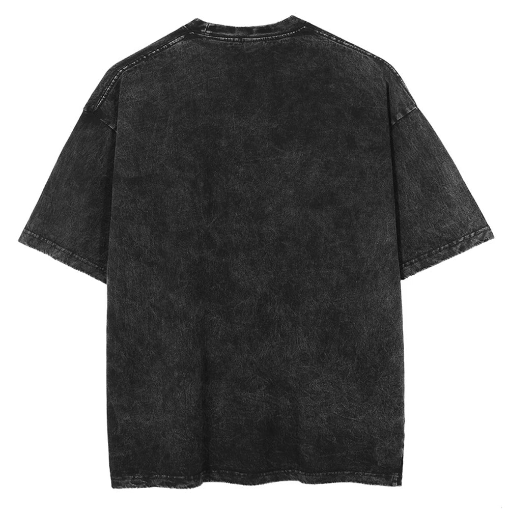 Men's Washed T Shirt Summer vintage Casual T-shirt  Loose TShirts Women Black Acid Wash Y2k Short Sleeve Hip Hop Streetwear Tees