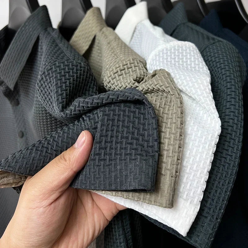 Business Casual Sweat-absorbing Top Brand Clothes Summer New Men's Short Sleeve T-shirt Ice Silk Cool and Breathable POLO Shirt