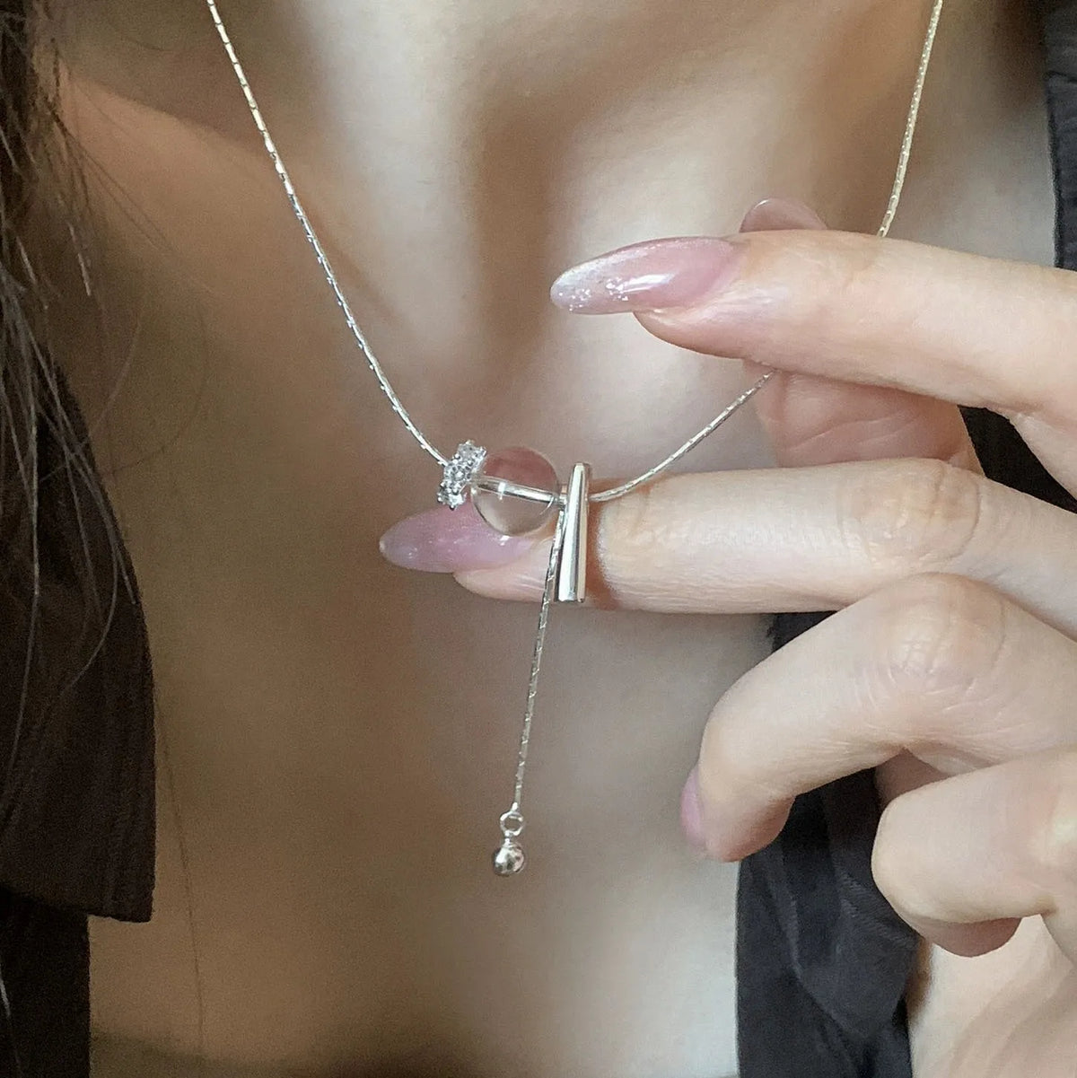 S925 Sterling Silver Necklaces For Women Simple Chain Fashion Minimalist Pendant Necklaces Adjustbale Necklace Birthday Gift