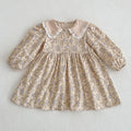 Sweet Kids Baby Girls Long Sleeve Flower Printing Princess Dress Autumn Baby Girls Doll Collar Dress Children Clothes Dress