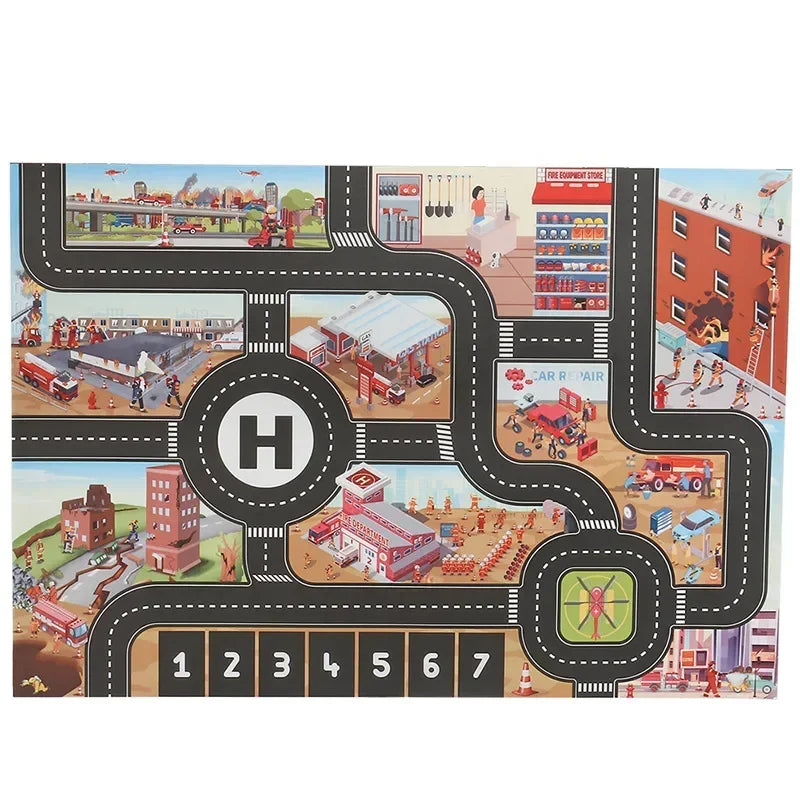 Baby Play Mat City Traffic Road Map Mat Carpet City Car Parking Lot Roadmap Traffic Signs Baby Climbing Playing Mat Game