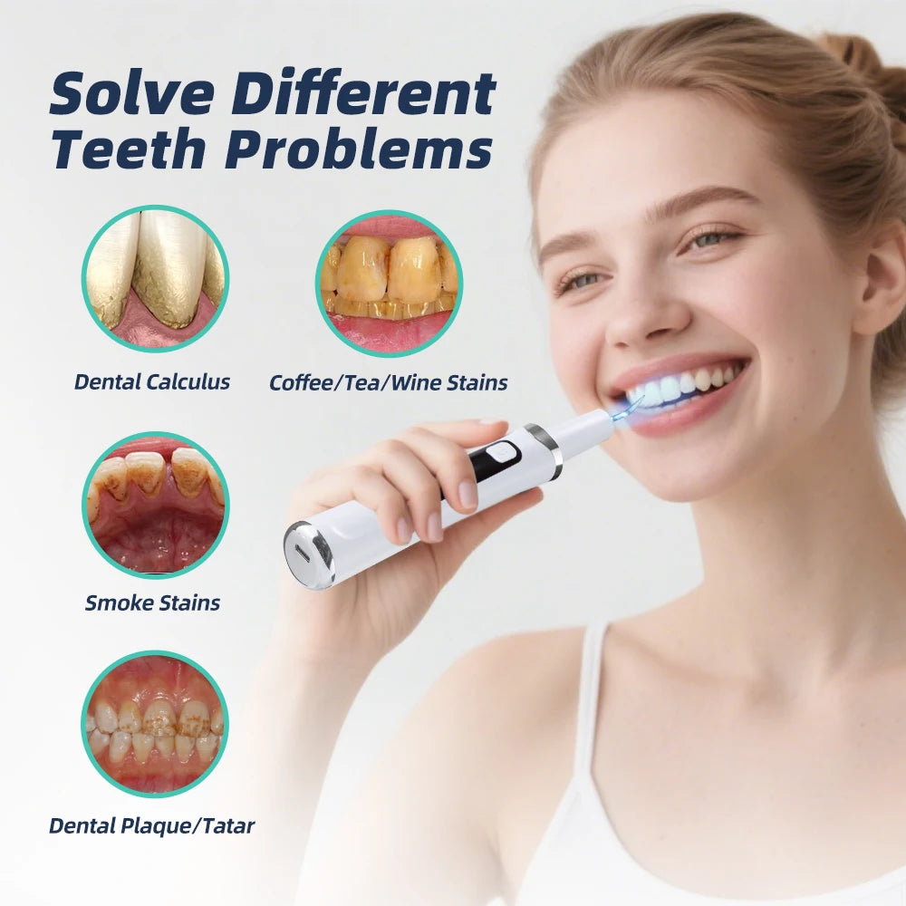 Ultrasonic Dental Scaler Tartar Remover for Teeth Cleaning 5 Modes with LED Light Household Oral Care Dental Cleaner Tool