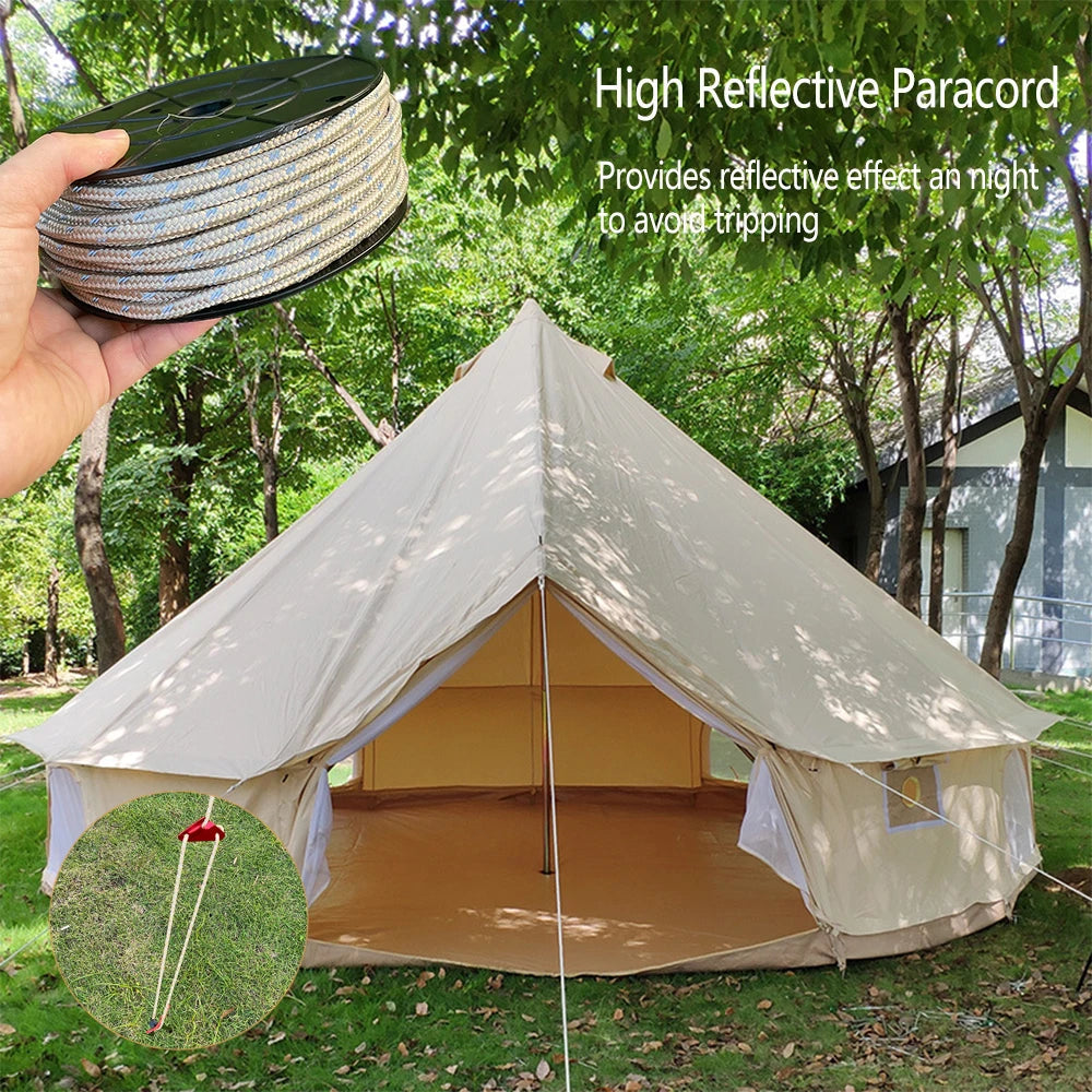 30M Reflective Paracord 6mm Parachute Cord Outdoor Camping Survival Rope Durable Umbrella Tent Lanyard Strap Clothesline Rope