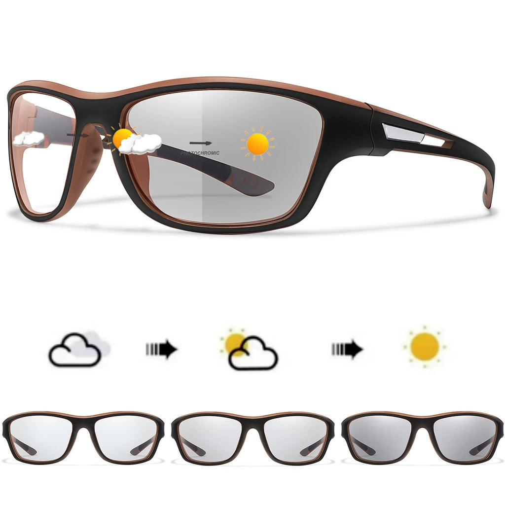 Photochromic Motorcycle Sunglasses Men Women Outdoor Cycling Driving Hiking Eyewear Fishing UV400 Protection Goggles
